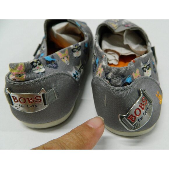 Size 7.5 Bobs Sketchers Memory Foam Cattitude Kitten Cat 2 Pairs Flats Slip On - Picture 12 of 16